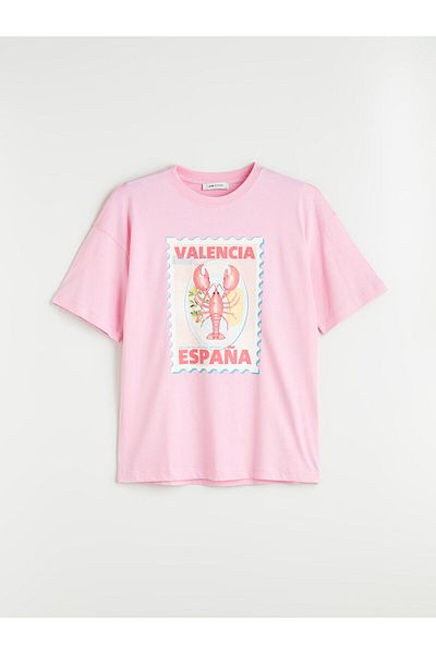 LC Waikiki Γυναικείο μπλουζάκι Valencia Printed Oversize