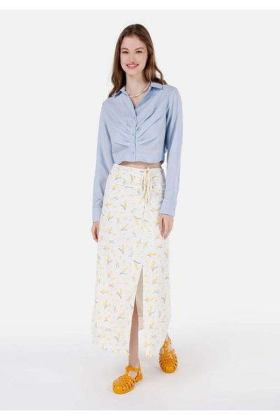 Colin's Midi Skirt Floral Zippered Women's White Skirt