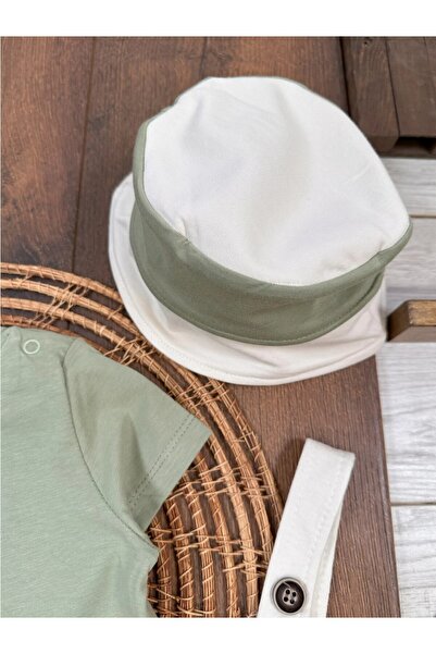 Little Baby Safari Hat Shoulder Snap Body Dinosaur Printed Salopet Baby Boy Set