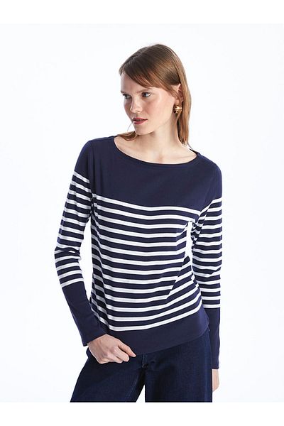 LC Waikiki New Season Crew Neck Striped Long Sleeve Women's T-Shirt - S46600Z8
