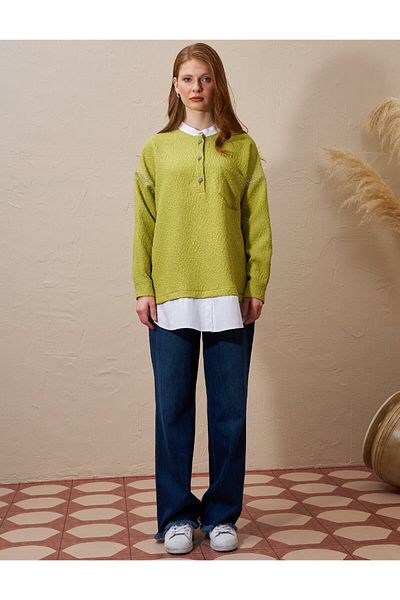 Kayra Hotfix Printed Textured Tunic