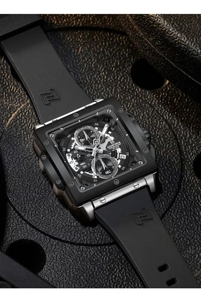 Naviforce Fashion Square Waterproof Luminous Sports 40mm Fumed Silica Quartz Chronograph Men Watch