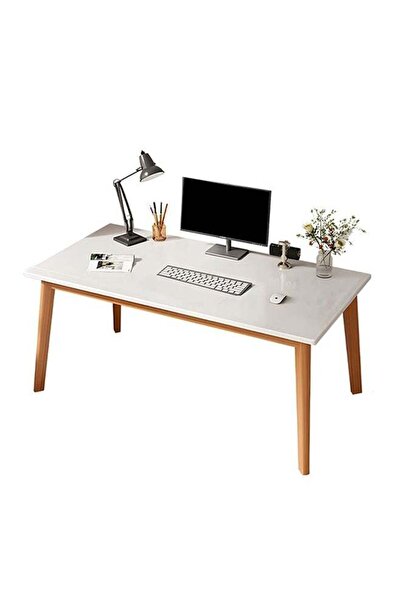 Taimi White Modern Dinning Table, Computer Desk, Office Desk, with Solid Wood Legs, 120x60x75cm