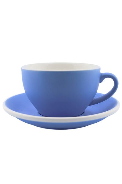 MIBRU Coffee ceramic cup with plate 350ml matt blue