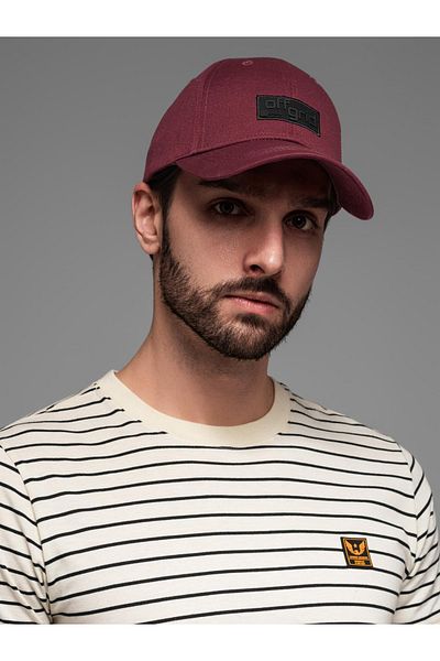 OMBRE Herren-Baseballkappe mit Schirm und rechteckigem Patch - Kastanienbraun V8 OM-ACCS-0104