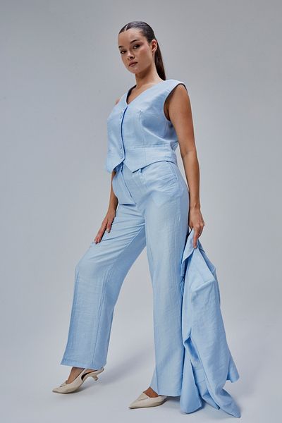 Bolivente Baby Blue Linen Woven 3 Piece Set