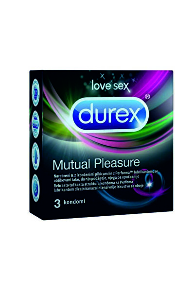 Durex Set of 3 Durex Mutual Pleasure Condoms, unflavored
