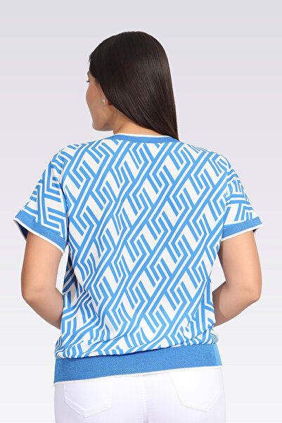 TOLGA SARAÇOĞLU 10389 ΜΠΛΟΥΖΑ ΜΕ ΜΠΛΕ ΡΙΓΕΣ ΚΑΙ ΣΧΕΔΙΑ