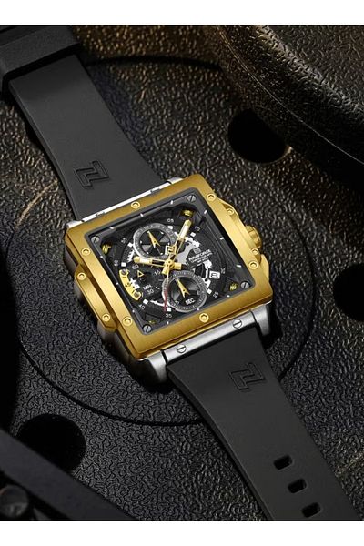 Naviforce Fashion Square Waterproof Luminous Sports 40mm Fumed Silica Quartz Chronograph Men Watch