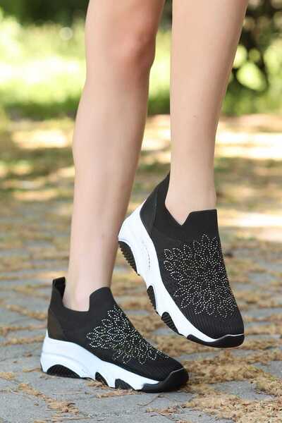 LEYDİ SHOES DİNAR TRİKO SİYAH BEYAZ SPOR