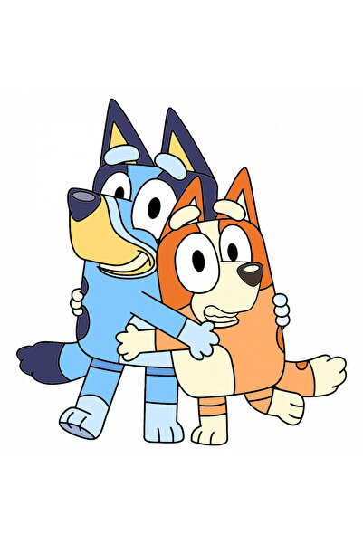 INOVATIX Set 8 piese, Sticker Bluey si Bingo Heeler Brothers, INOVATIX®. 6 cm