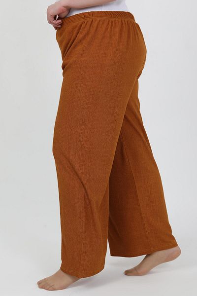 Akbeniz Women's Plus Size Wrinkle Pants 210076 Cream