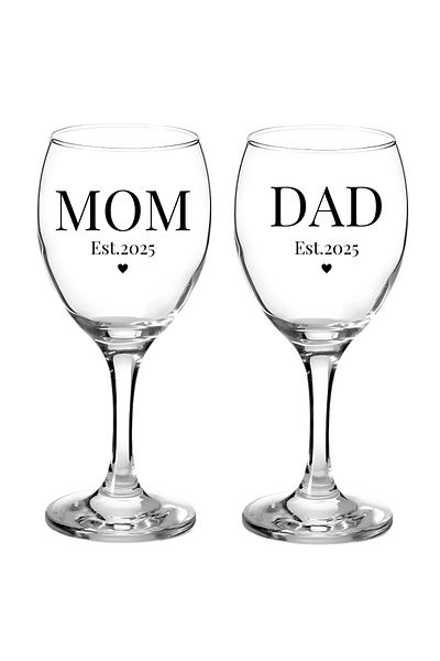 OEM Pahare vin pentru viitori parinti, DAD and MOM 2025, cadou sarcina/gender reveal