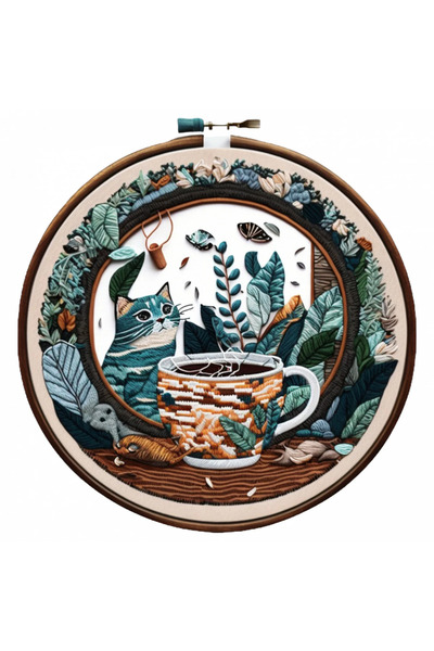 INOVATIX Set de 8 piese, autocolant brodat cu ceașcă de cafea, INOVATIX®. 6 cm