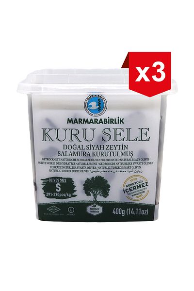 MarmaraBirlik Black Olives size S Kuru Sele 400 g x3PCS