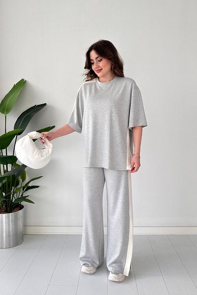 MaziButik Slit Modal Suit Gray