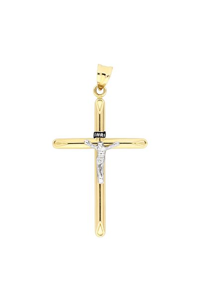 MOHI Fine Jewellery 14k yellow and white gold cross pendant