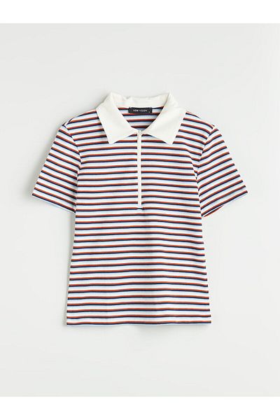 LC Waikiki Γυναικείο μπλουζάκι Polo Neck ριγέ