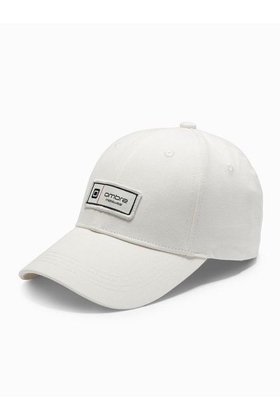 OMBRE Herren Baseballkappe mit Schirm und Patch - creme V4 OM-ACCS-0103