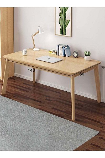 Taimi Wooden Modern Dinning Table, Computer Desk, Office Desk, with Solid Wood Legs, 140x60x75cm