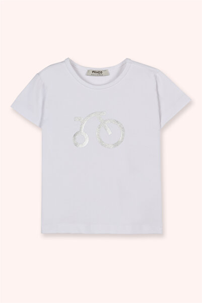 Panço Kız Bebek Kısa Kollu Beyaz Tişört