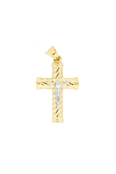 MOHI Fine Jewellery 14k yellow and white gold cross pendant