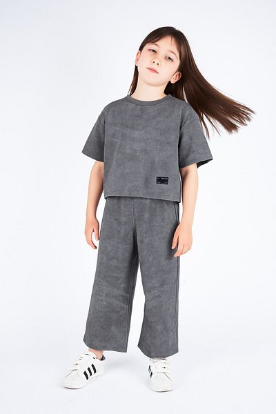 MİNİKO KİDS Girl's Oversize Short Sleeve Cotton Set with Tights