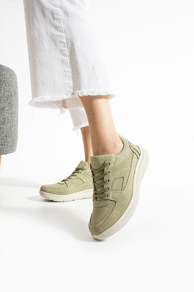 Getcho Sverko Suede Green Women's Genuine Leather Sports Shoes Comfortable Thick Sole Orthopedic Lightweight Sneaker