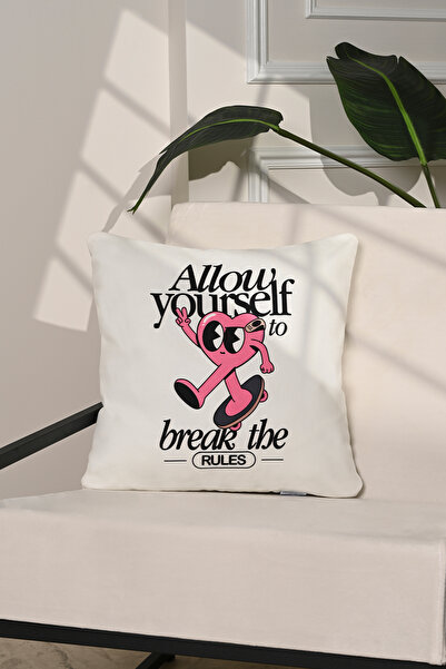 decofav Break the Rules Skateboard Heart Illustration Husă pentru pernă – 43x...