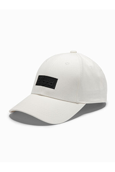 OMBRE Herren-Baseballkappe mit Schirm und rechteckigem Patch - creme V2 OM-ACCS-0104