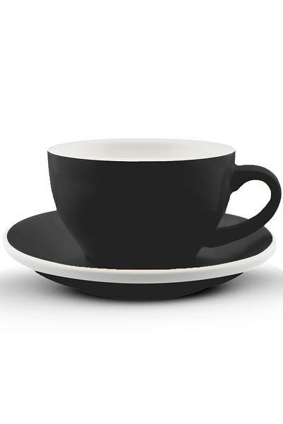 MIBRU Coffee ceramic cup with plate 350ml matt black