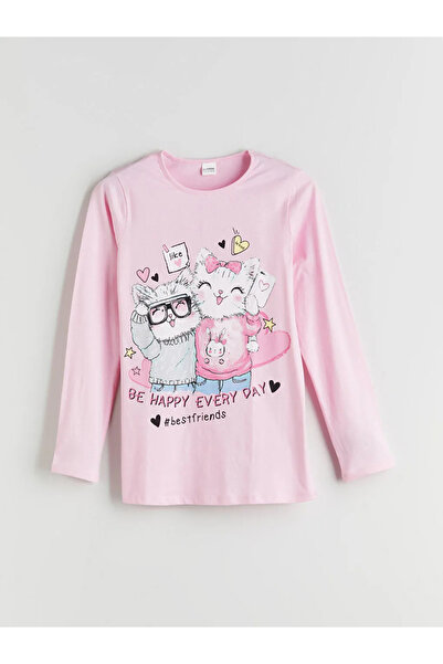 LC Waikiki LCW Kids Pembe Bisiklet Yaka Kız Çocuk Pijama Takımı
