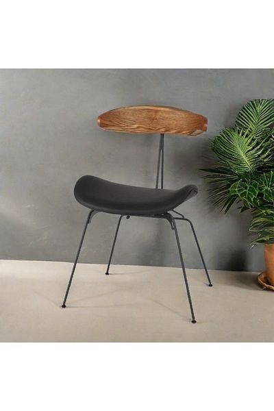 rexa Single chair with black wooden back 54 x 47 x 80 cm