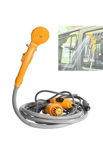 Generic Tourist shower, camping, hose 2, cable length 5 m, ABS, gray/yellow, 12V 3A, 60 W