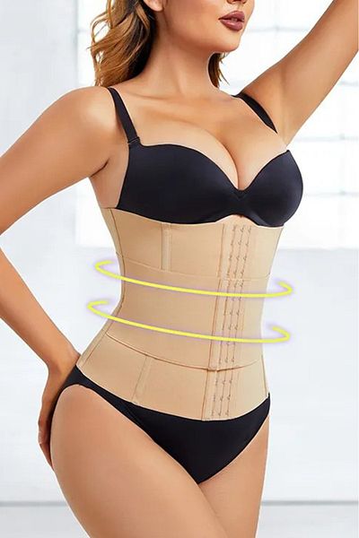 SAUNA SUIT Latex Corset with Clasps Waist Enhancer Hourglass Appearance Body Shaper Skin Color Waist Corset
