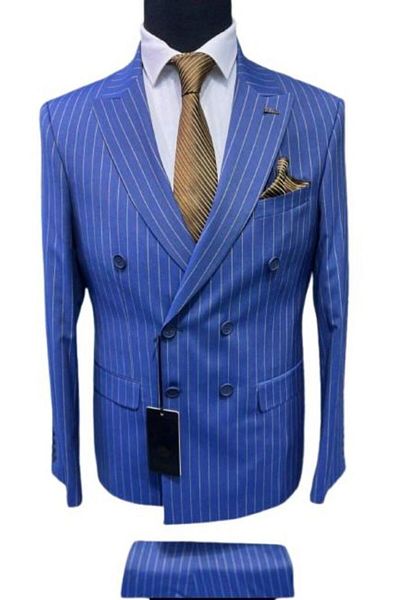 marco mılano Men's Suit, 2 Pieces, Striped Pattern, Slim Fit, Marco Milano