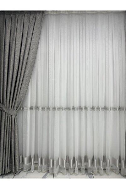 Erdoğanlar Koza Herringbone Dark Gray Background Curtain 1/2.5 Medium Pleated Background Curtain