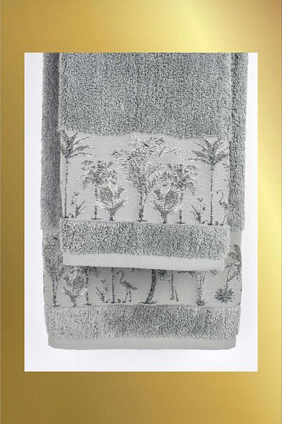 birizmoda Palm Bamboo Bath Towel - Dark Gray