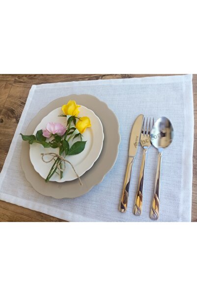 fabricorg Linen Etamine-American Service Suitable for Cross-Stitch Embroidery, Presentation Napkin, Supla, White (45X35 cm) 4 Pieces