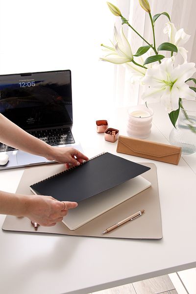 PAPERORA A4 Black Kraft Cardboard Cover 70 Sheets 110 Gram Checkered Notepad