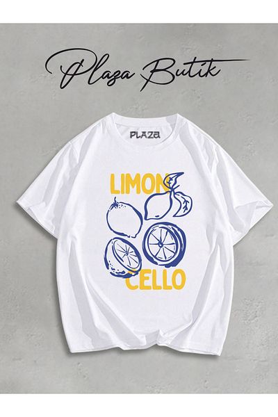 Plaza Butik Γυναικείο μπλουζάκι με στάμπα λεμόνι Cello Unisex Oversize