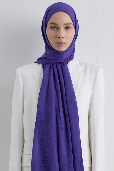 FENZA SCARF Brice Purple Long Fringe Tassels Cotton Shawl