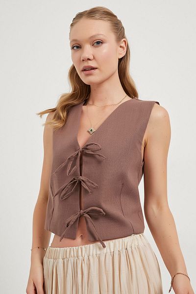 Arma Life Armalife 3853 Women's Vest with Lace Front Linen Look
