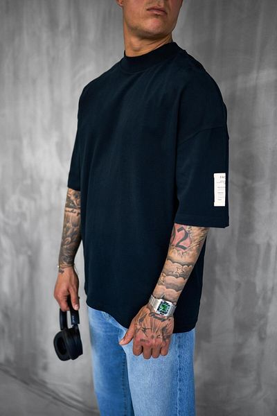 ablukaonline Ανδρικό μπλουζάκι Oversize με λαιμόκοψη μαύρο