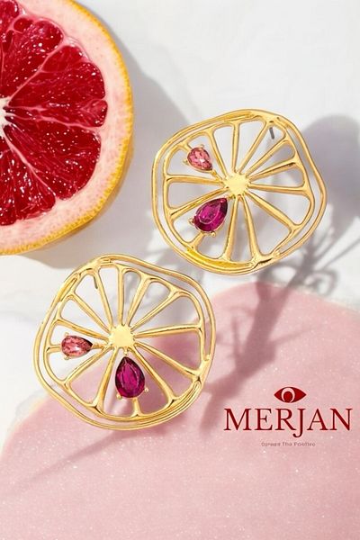 Pinty Design Grapefruit Shaped Large Size Women's Steel Earrings
