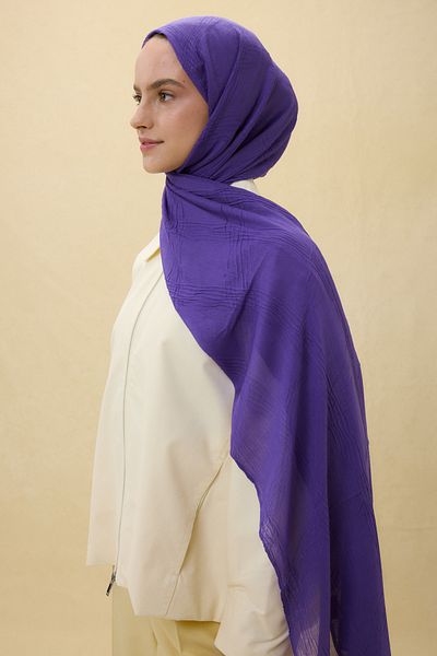 FENZA SCARF Lilyum Purple Fringe Tassel Cotton Shawl
