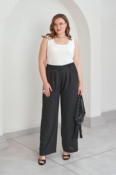 Büyük Moda Linen Textured Wide Leg Pants