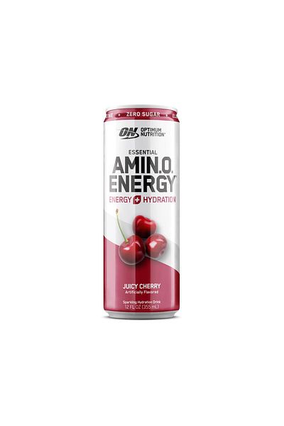 Optimum Nutrition Amino Energy Drink Pre-Workout Energy, Juicy Cherry (PACK OF 12 CANS X 355ML)