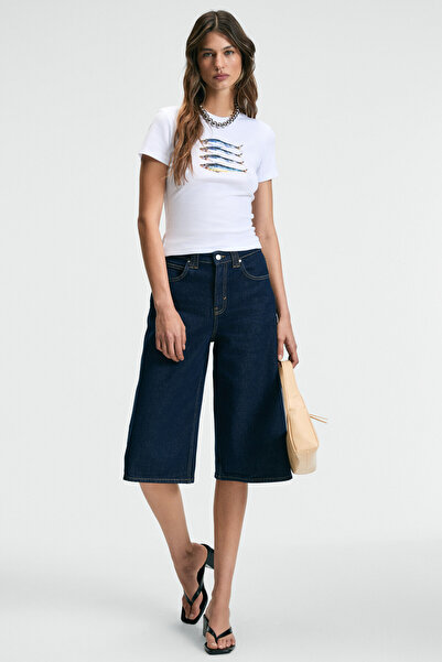 GRIMELANGE Tricou alb subțire cu mânecă scurtă pentru femei ATHEA