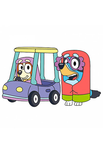 INOVATIX Set de 8 piese, autocolant Bluey Grannies în mașină, INOVATIX®. 6 cm